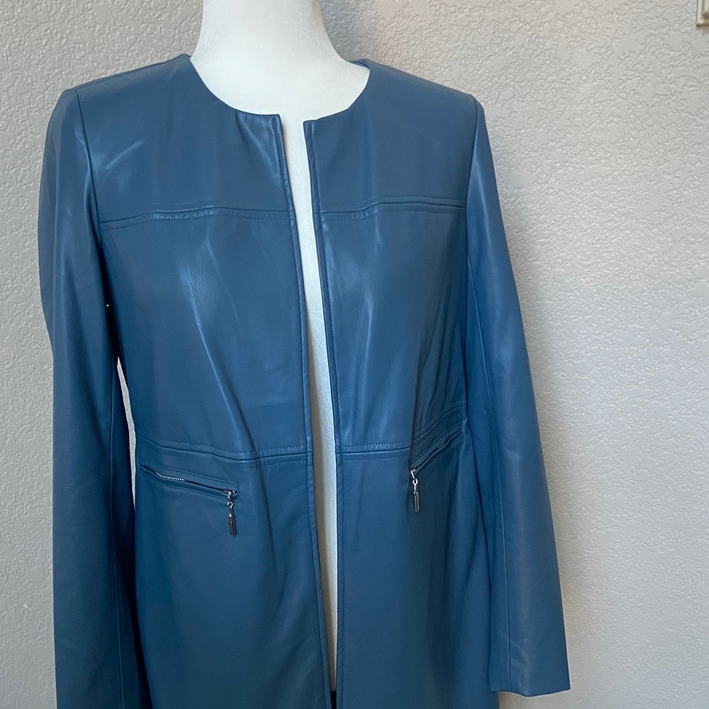 Chico's Blue Vegan Leather "Topper". Size Small. This is an exquisite piece.